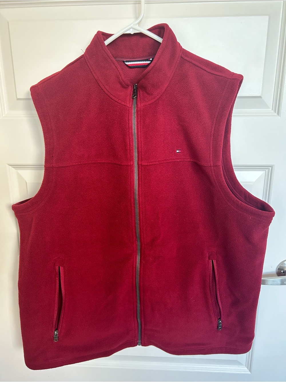 Tommy Hilfiger Men’s Red Fleece Vest - Zip Front